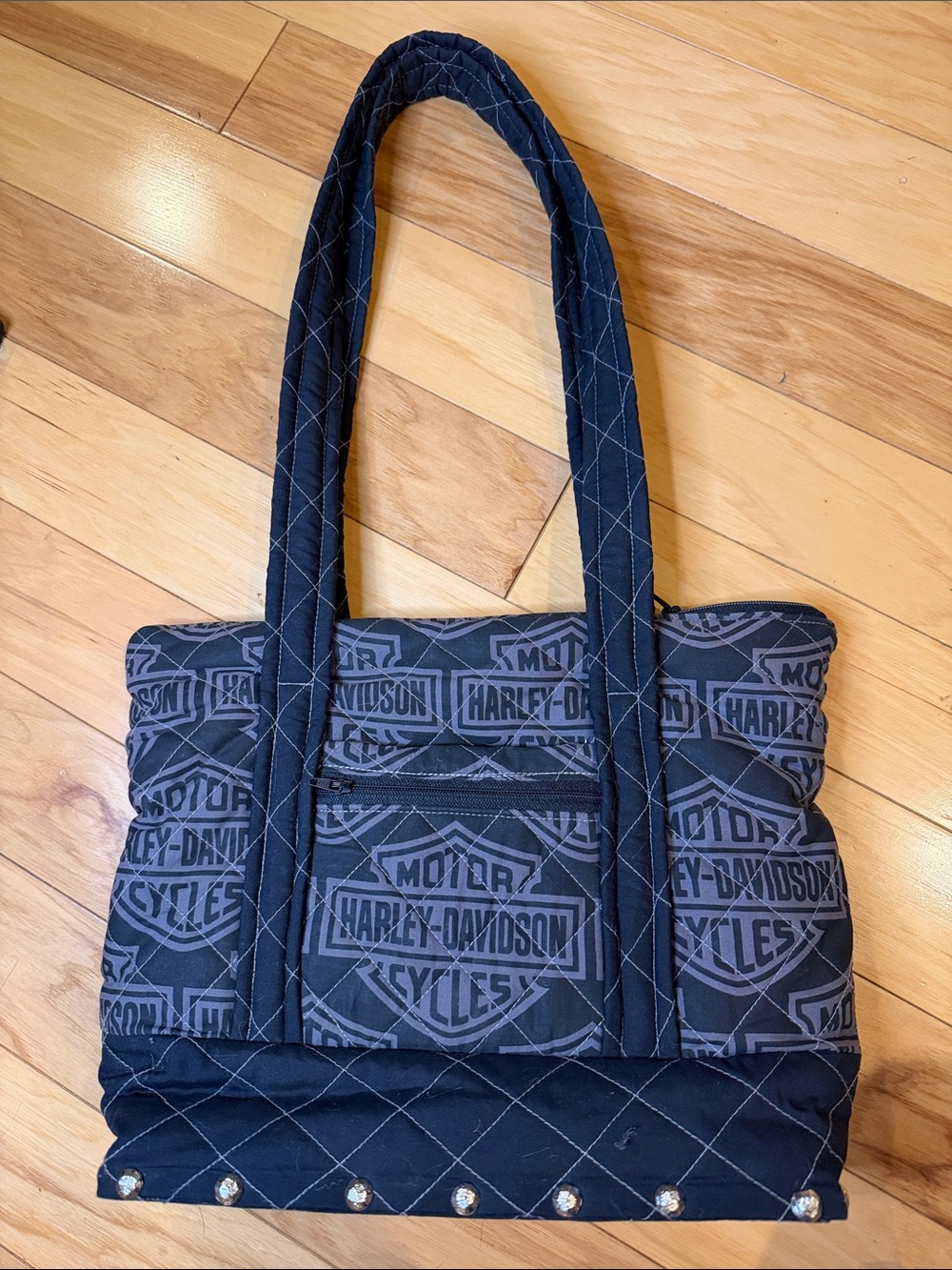 Harley Davidson Quilted Tote Bag Bar Shield Handmade Biker Purse Motorcycle